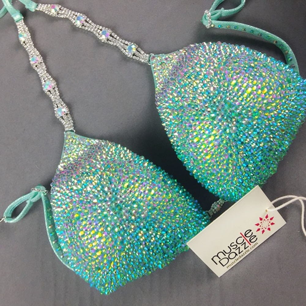 Muscle Dazzle Mint Green Competition Bikini